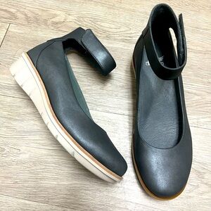 Dansko Lulu Mary Jane’s With Ankle Strap Wedge Shoes Sz 37 New Dark Gray